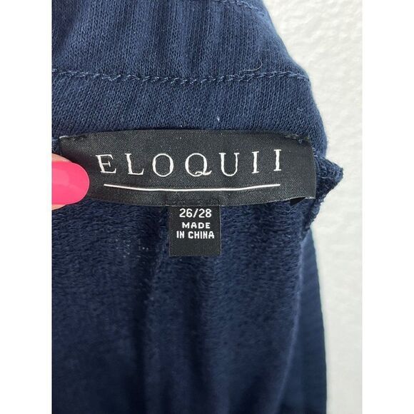 Eloquii Terry Cloth Cropped Wide Leg Lounge Pants Size 26/28 Navy Blue Rayon - Picture 5 of 7